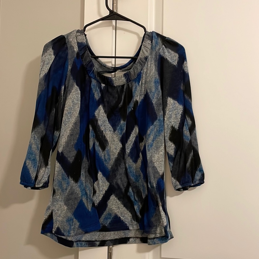 Blue And Grey Diamond Shirt w/open Back